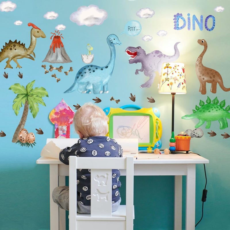 Robmoda Glow in The Dark Dinosaur Wall Decals, 47 PCS Glowing Dino Stickers for Boys Bedroom, Large Luminous Removable Dinosaur Paw Wall Decor for Nursery - Image 2